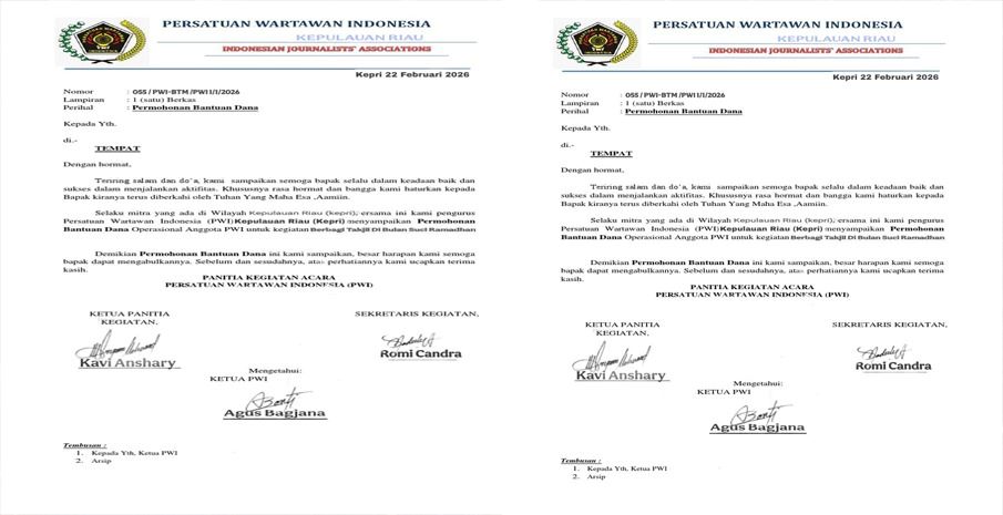 Awas Tertipu! Proposal Bantuan Dana Mengatasnamakan PWI Kepri Dipastikan Palsu