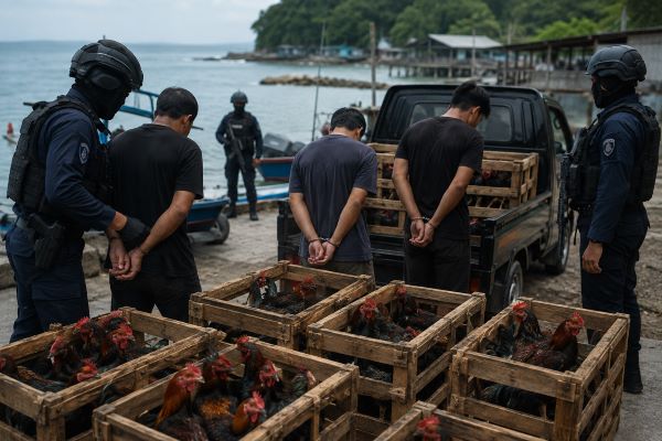 ditpolairud polda kepri tangkap penyelundup ayam bangkok Polisi Gagalkan Penyelundupan 51 Ayam Bangkok dari Malaysia ke Batam, 3 Orang Ditangkap