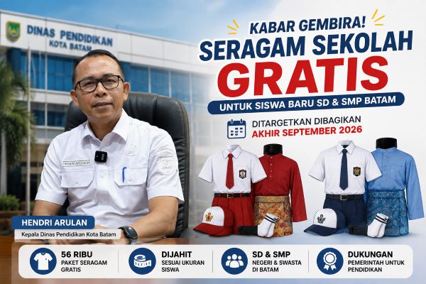 Kabar Gembira! 56 Ribu Siswa Baru di Batam Bakal Terima Seragam Gratis, Dibagikan Akhir September