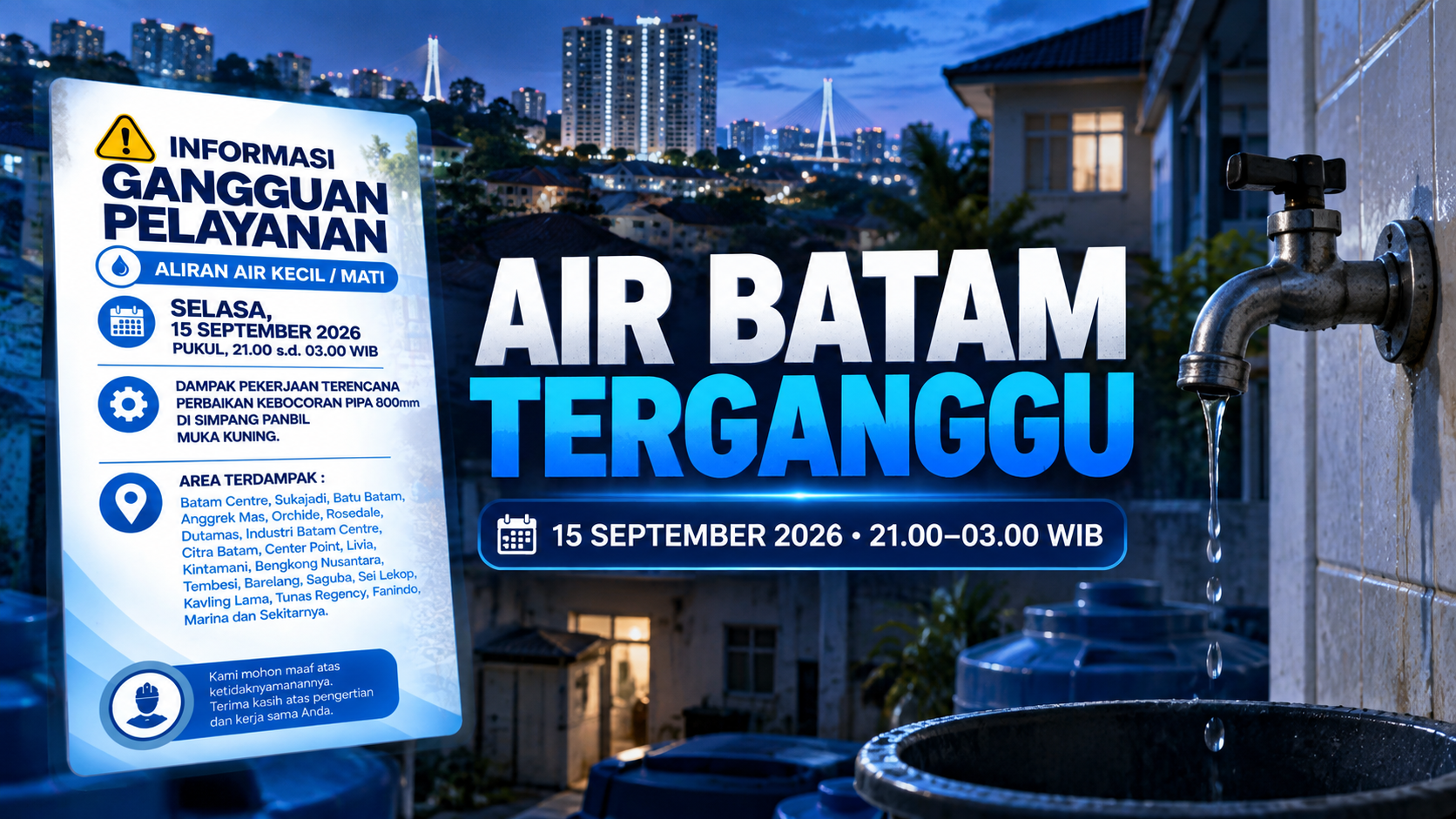 Belum Pulih dari Trauma Air Mati 3 Hari, Gangguan Baru Kembali Mengancam Warga Batam