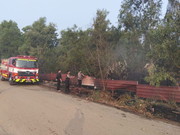 polda kepri padamkan api karhutla galang Kebakaran Lahan Batam Kembali Terjadi, Polisi Kerahkan 17 Personel ke Rempang Cate