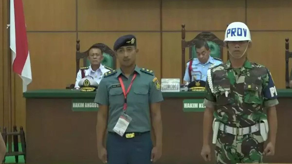 Mayor Faisal Mulya ketika menjalani sidang diPengadilan Militer Tinggi di Medan.