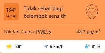 kualitas udara 9oktober Udara Batam Masih Tidak Sehat! AQI Tembus 134, PM2.5 Capai 9,7 Kali Batas Panduan WHO
